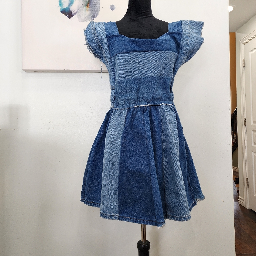 Reconstructed all denim midi dress womens size M- SO CUTE!!🫶💕